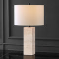 SAFAVIEH Couture Collection Katebryn Travertine/Black 26-inch Dimmable Table Lamp for Bedroom Living Room Home Office Desk Nightstand