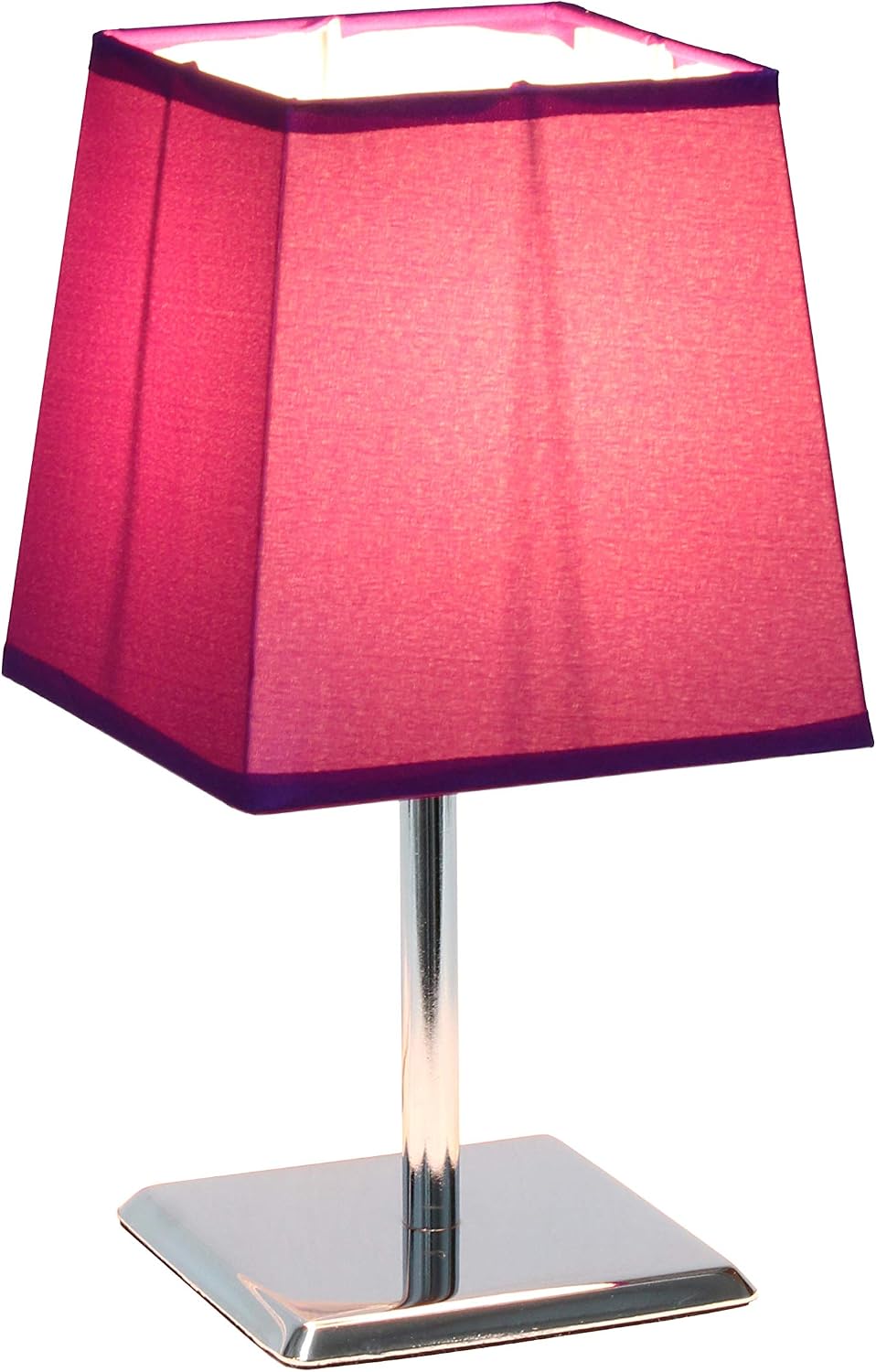 Simple Designs LT2062-PRP Mini Chrome Table Lamp with Squared Empire Fabric Shade Purple (Pack of 24)