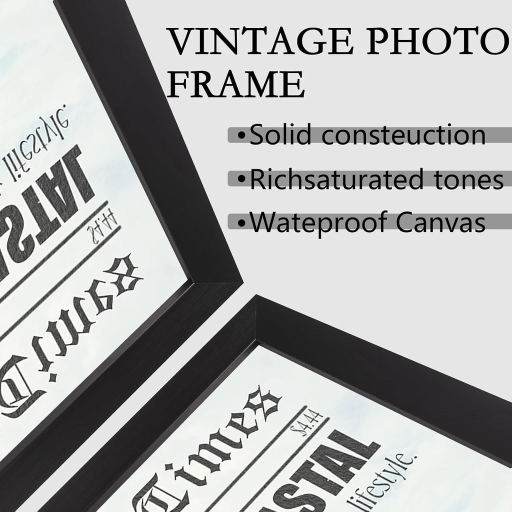 Black Framed Flat Vintage Cowgirls Go Coastal Newspaper Poster Horse Rocks And Coastal Grass Canvas Wall Art Shoreline Prints Painting For Home Bedroom Dorm Wall Decor 24x36in Black Framed Flat