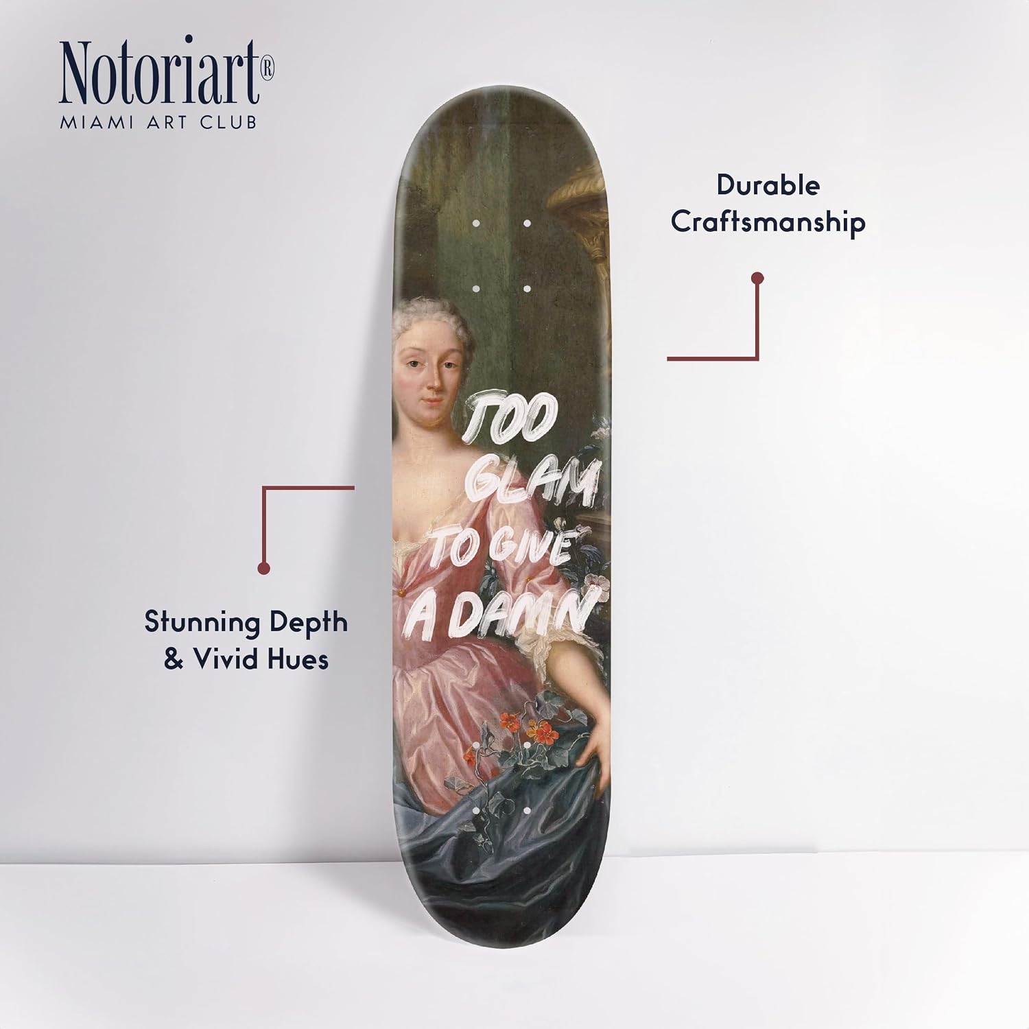 Modern Typography Acrylic Wall Art Die-Cut Easy-to-Hang, 1 Panel 8' x 32', Too Glam II Skateboard