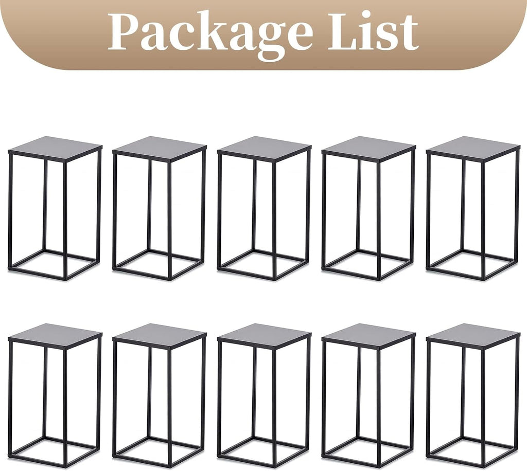 Sziqiqi Wedding Centerpieces Vase for Tables with Plates - 10 Pcs Metal Column Geometric Flower Stand 15.7in Black Flower Display Rack Decorations for T-Stage Reception Party Fiesta Event Home