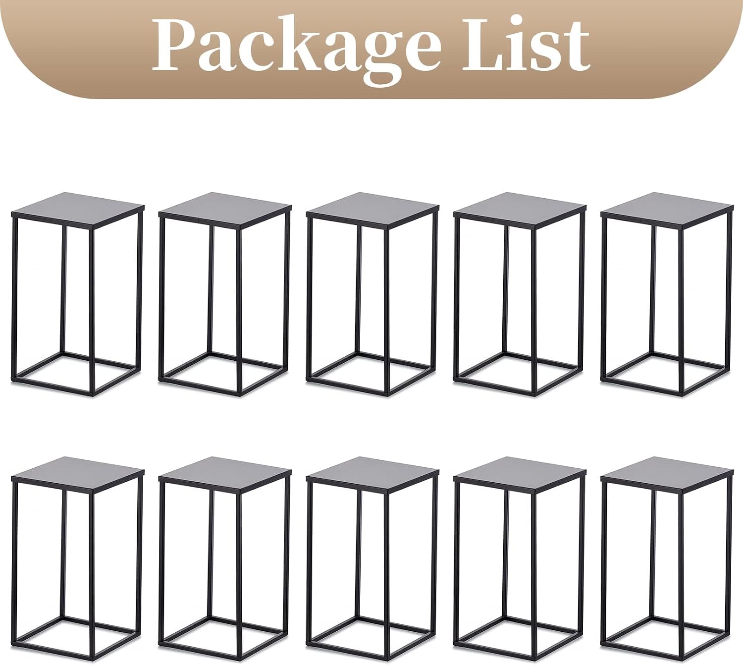 Sziqiqi Wedding Centerpieces Vase for Tables with Plates - 10 Pcs Metal Column Geometric Flower Stand 15.7in Black Flower Display Rack Decorations for T-Stage Reception Party Fiesta Event Home