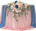 TINGE TIME Artificial Sweetheart Flower Swag with Tablecloth and Table Runner, Pack of 3 Floral Arrangement for Wedding Sweetheart Table Centerpiece Decoration (Dusty Rose & Navy Blue)