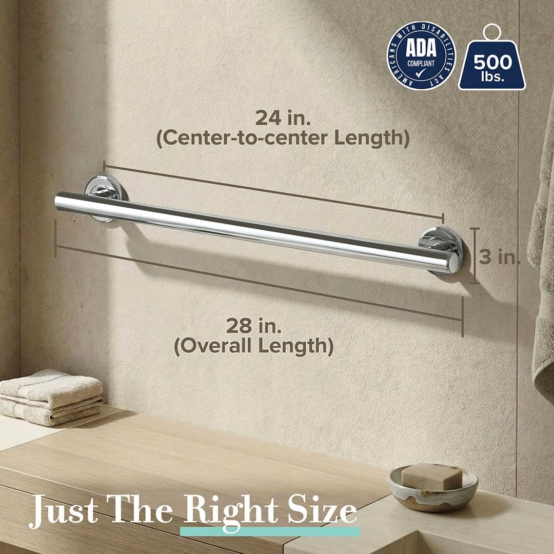 Gatco 854 Latitude II 24' Bathroom Grab Bar, Chrome