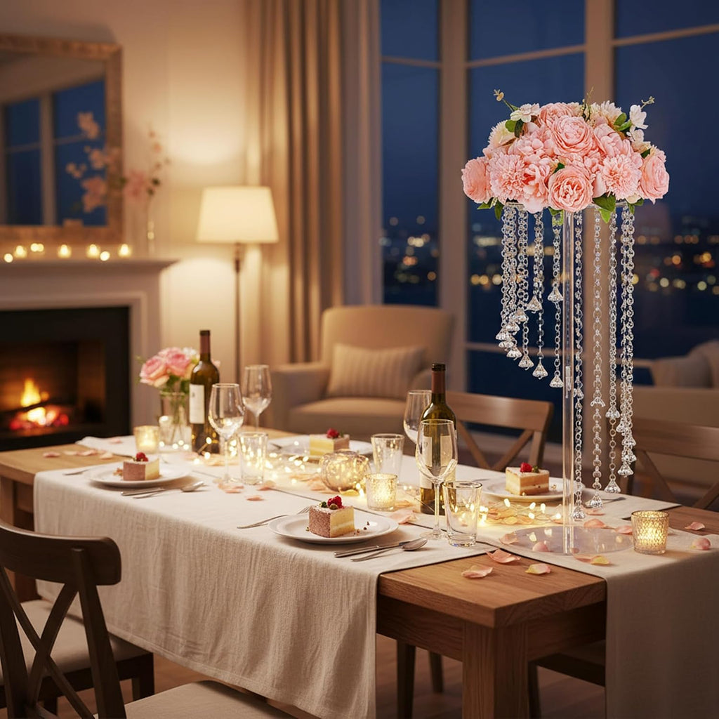 Wedding Centerpieces Decoration Flower Vase, Elegant Acrylic Crystal Stand -10 Pcs 23.6inch High Party Tables Decorations, Dining Table Chandelier Centerpiece Stands