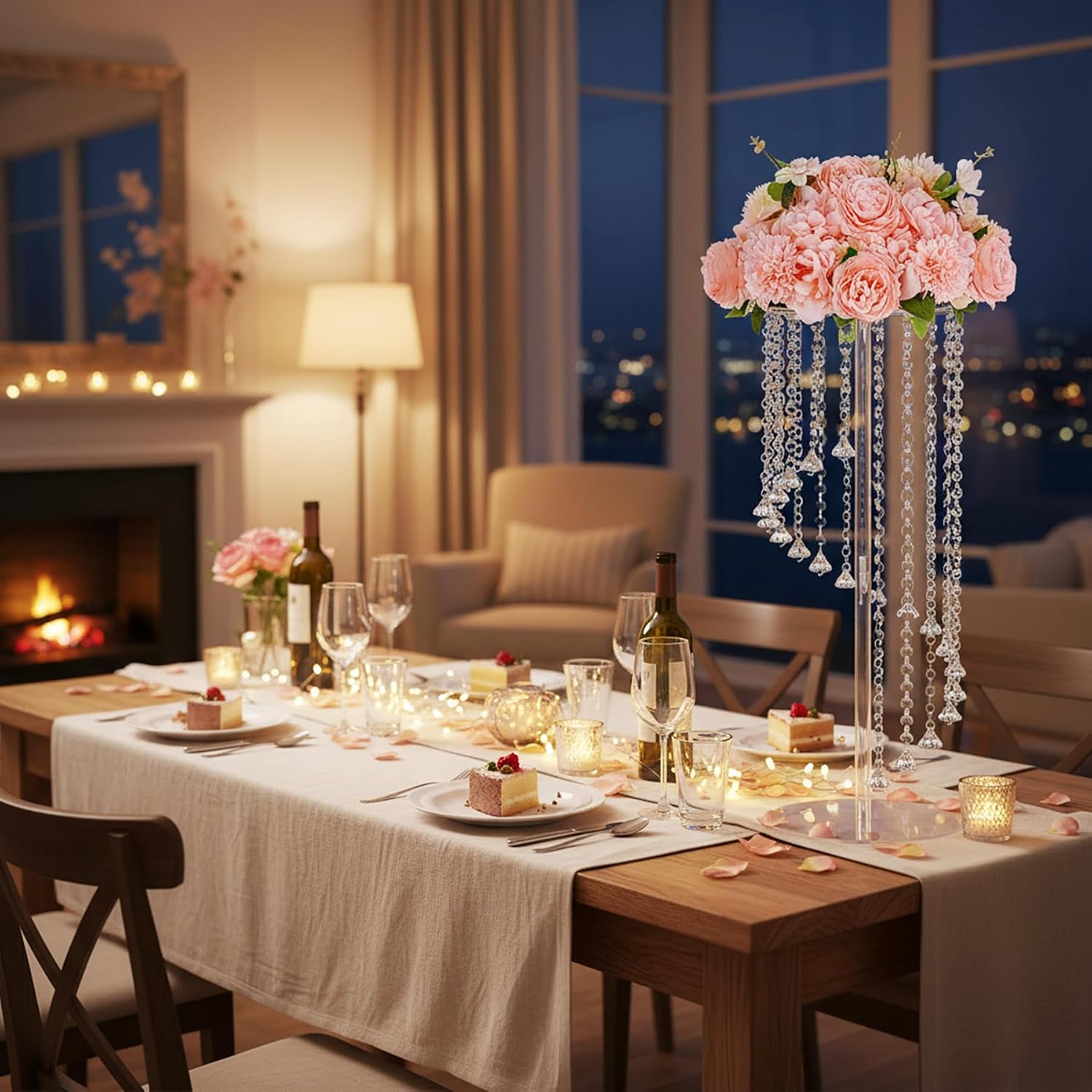 Wedding Centerpieces Decoration Flower Vase, Elegant Acrylic Crystal Stand -10 Pcs 23.6inch High Party Tables Decorations, Dining Table Chandelier Centerpiece Stands