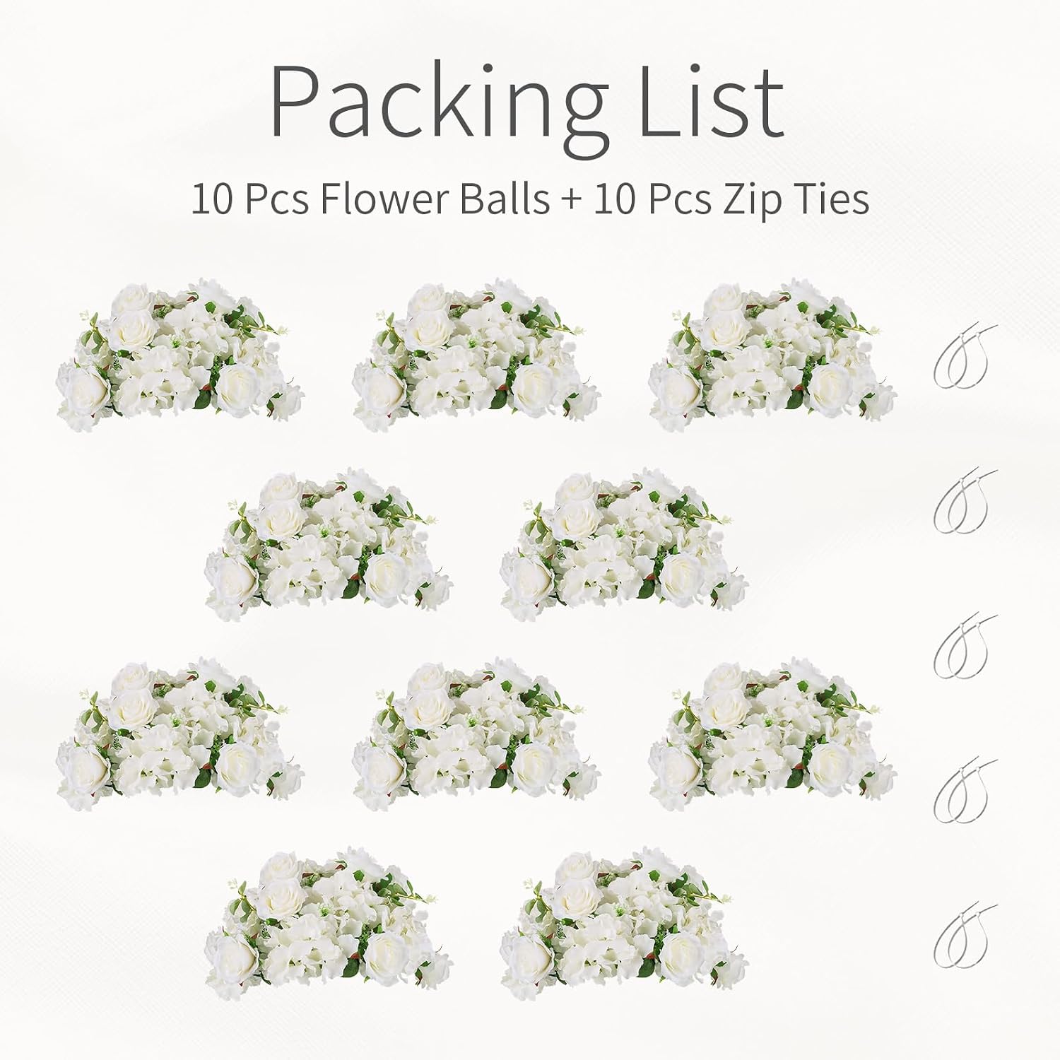 White Flowers Balls for Centerpieces: 10 PCS 14.2' Diam Flower Centerpieces for Tables in Wedding Reception Decorations Arrangement for Party Celebration Planners