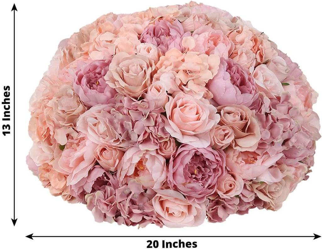 Efavormart 20 inch Blush Pre-Arranged Artificial Rose Flower Ball, Large High-Density Silk Rose Centerpiece Arrangement for Grand Wedding Staging and Floor Vases
