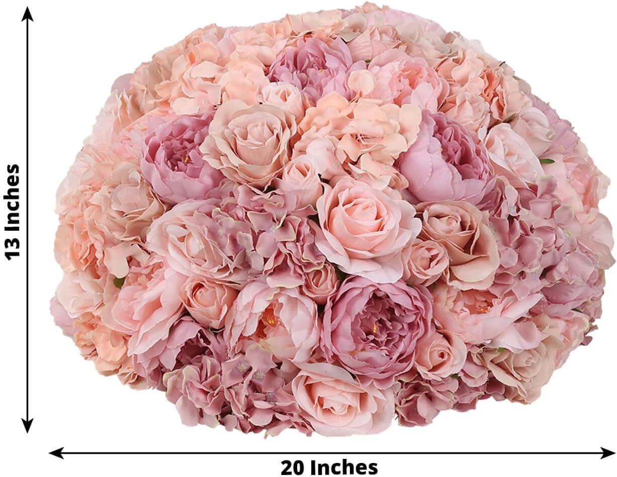 Efavormart 20 inch Blush Pre-Arranged Artificial Rose Flower Ball, Large High-Density Silk Rose Centerpiece Arrangement for Grand Wedding Staging and Floor Vases