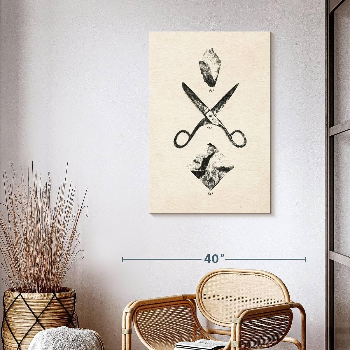 ElephantStock - Rock Scissors Paper Vintage Wall Art - Vertical Canvas Wall Art - Home Office Wall Decor - Drawing Game Canvas Art - Black And Gray Decor by Daniel Coulmann - 26' x 39'