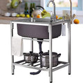 Free Standing Sink | Single Bowl Sink | Utility Prep Sinks | 1 Compartment Commercial Kitchen Sink | 304 Stainless Steel Sink | Extra-Deep Laundry Tub | Indoor-Outdoor Protable