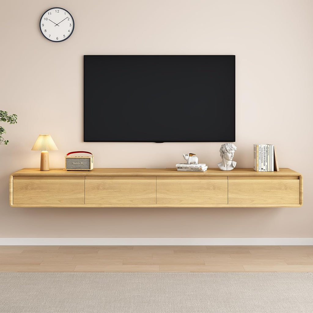 Floating TV Stand Large Floating TV Shelves Wall Mounted Multi Storage Compartment TV Media Console Floating TV Cabinet Bench Under TV Large Storage (Brown C, 63.0 * 7.9 * 9.4 in)
