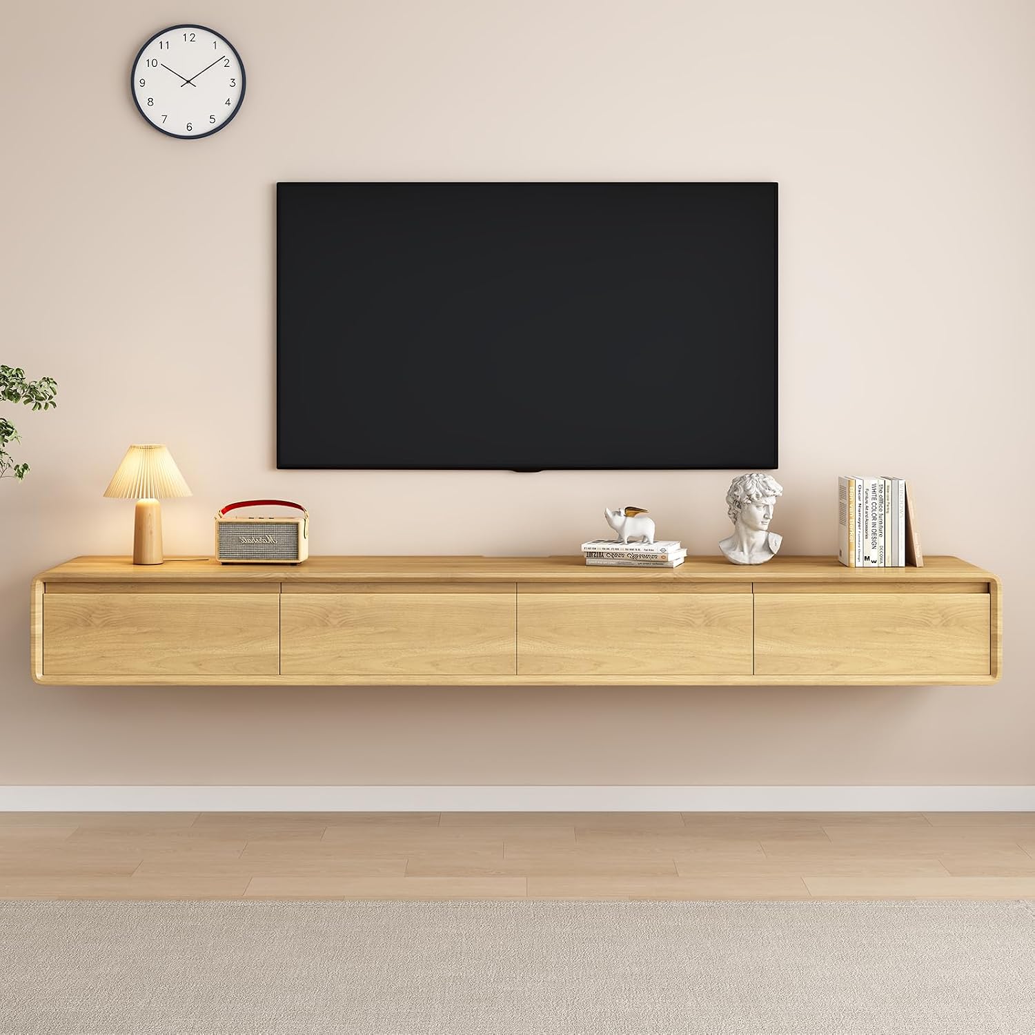 Floating TV Stand Large Floating TV Shelves Wall Mounted Multi Storage Compartment TV Media Console Floating TV Cabinet Bench Under TV Large Storage (Brown C, 63.0 * 7.9 * 9.4 in)