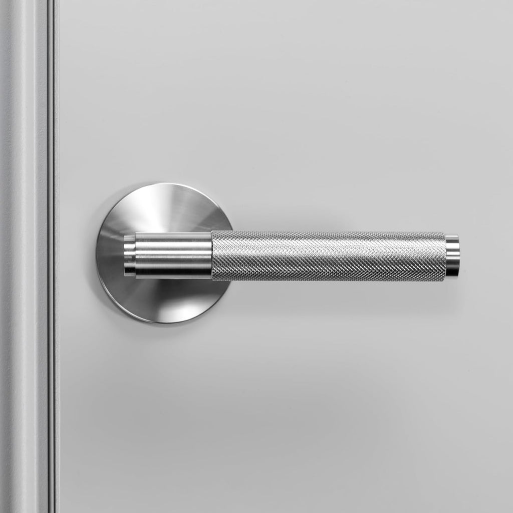 Buster and Punch Cross Door Handle Set Passage in Steel - Solid Steel
