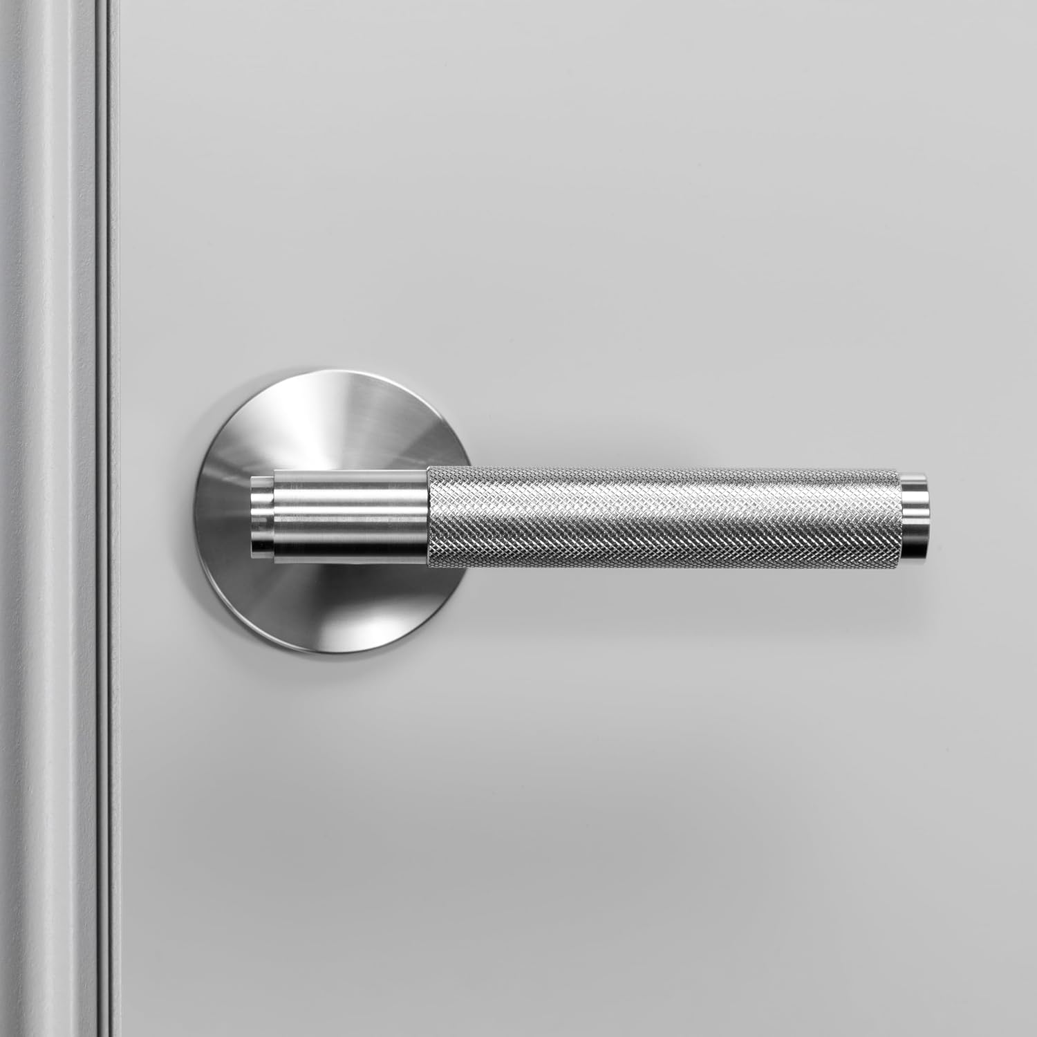 Buster and Punch Cross Door Handle Set Passage in Steel - Solid Steel