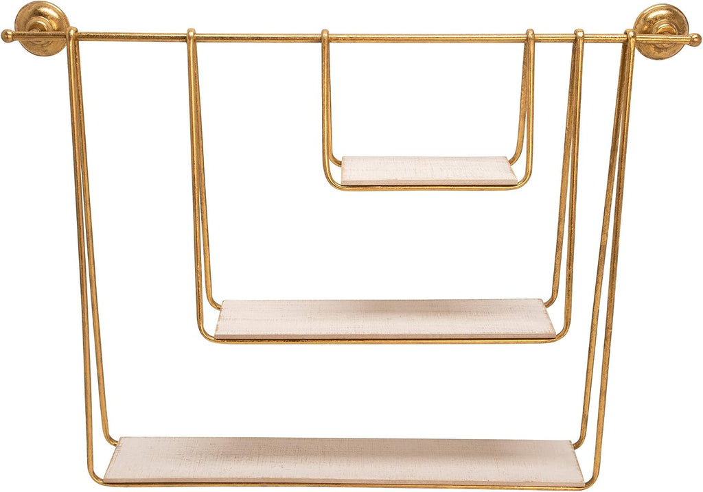 Metal and Wood Wall Shelves – Storage Shelves for Wall and Everyday Display, Living Room Or Office Wall Decor Placement, Modern Home Decor Wall Shelf Storage Organizer – 39', White