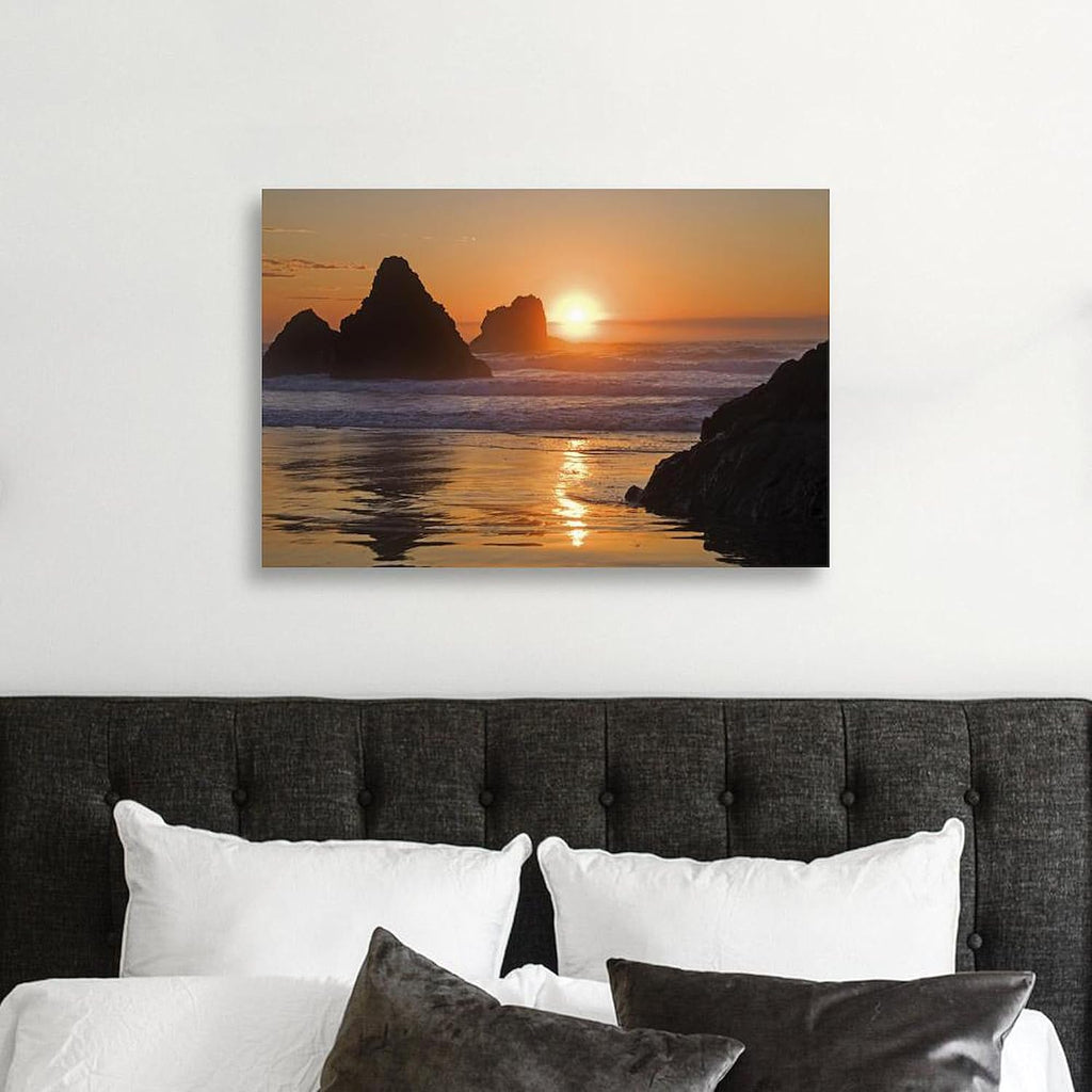 CafePress Canvas Wall Art Beach Orange Sunset Bandon Ready to Hang for Living Room, Bedroom or Office