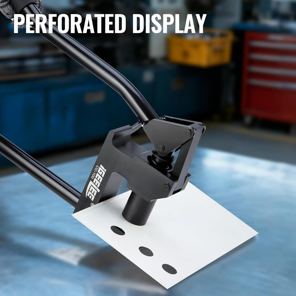Metal Stud Punch Set for 7/8', 1-1/8', 1-11/32' - 20GA Steel, Sheet Metal Hole Punch Kit, Lever Puncher CC-100