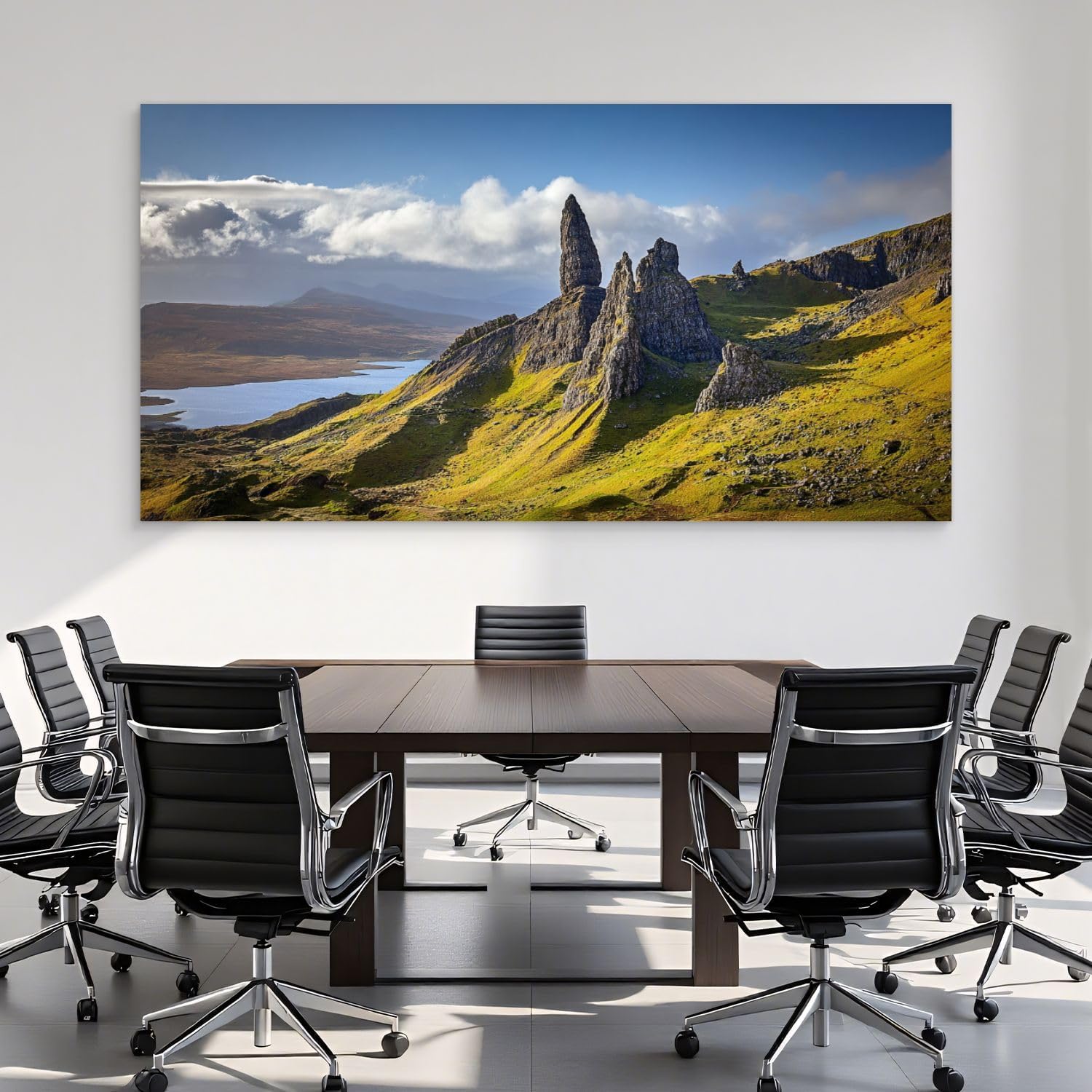 Large Canvas Wall Art 30x60in View Old Man Storr Isle Skye Scotland Mountain Nature Painting for Living Room Bedroom Dining Room Wall Decor Home Decorations Aesthetic Artwork Ready To Hang