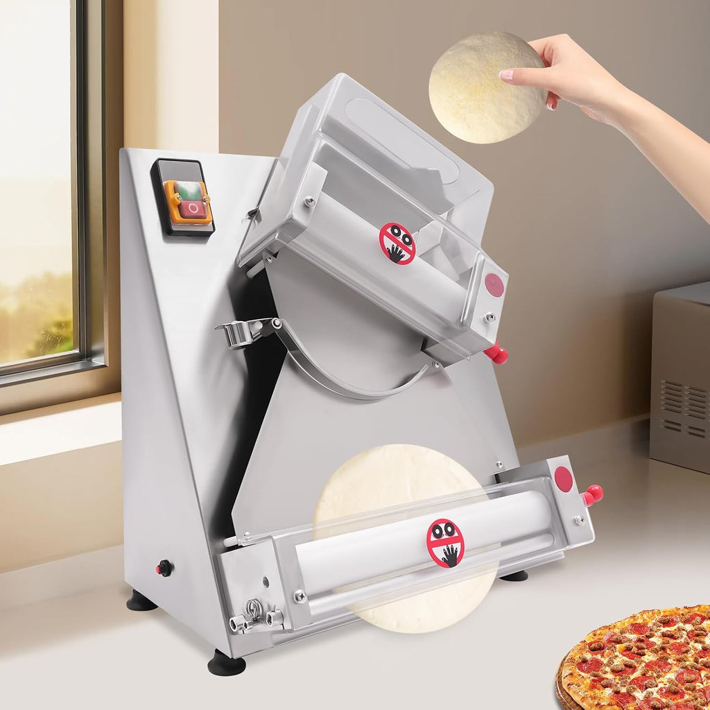 Electric Pizza Dough Roller Sheeter Machine, Automatic Commercial Pizza Press Making Machine 370W 110V Stainless Steel Pasta Maker Machine For Bakeries Pizzerias, Restaurants Kitchens (4-12in)