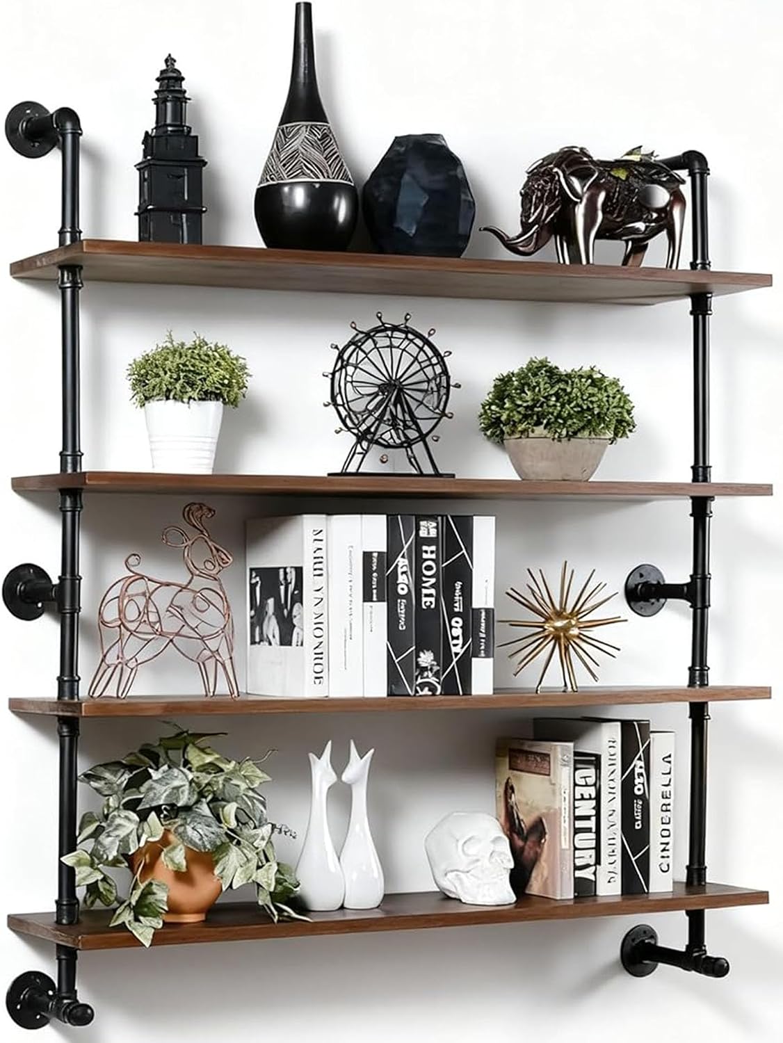 ROGMARS Floating Shelves for Wall,Solid Wood Shelves Industrial Pipe Shelving 36inch for wall Decor,Kitchen,Living Room