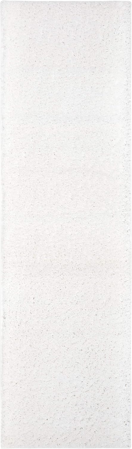 SAFAVIEH August Shag Collection Area Rug - 2'3' x 20' Runner, White, Non-Shedding & Easy Cleaning, Plush Thick Pile, Ideal for Living Room, Bedroom, Dining Space (AUG900A)