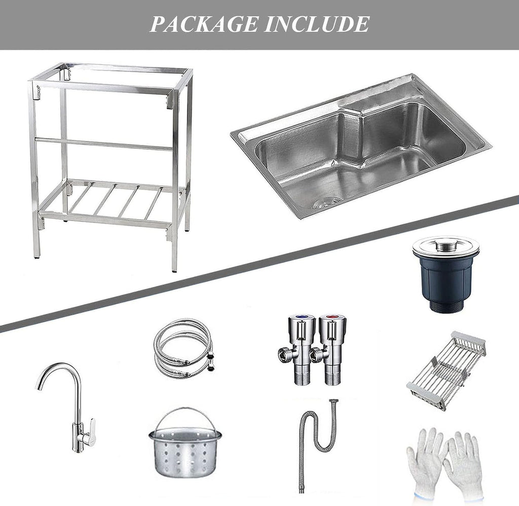 Free Standing Sink | Utility Prep Sinks | Single Bowl Sink | 1 Compartment Commercial Kitchen Sink | Extra-Deep Laundry Tub | Heavy Duty Slop Sinks | 28x18.5x29.5inch