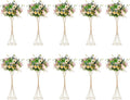 NUPTIO 10 Pcs Gold Trumpet Vase 26in Tall Metal Vase, Wedding Centerpieces for Tables, Artificial Arrangement Flower Stand for Anniversary Party Birthday Event Aisle Home Reception Decor