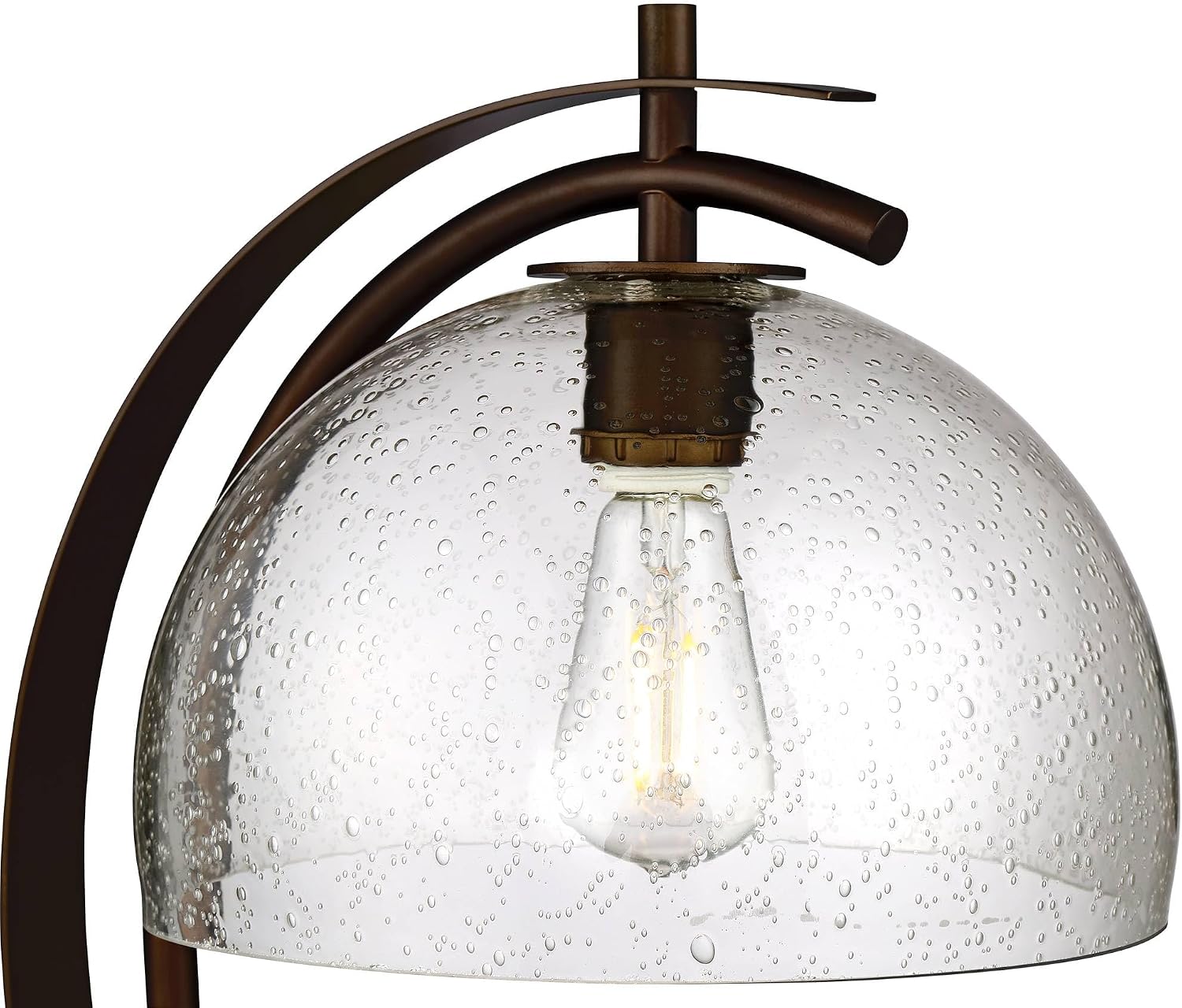 Possini Euro Design Calvin 22.5' High Modern Vintage Accent Table Lamp with USB Ports A+C Charging Filament LED Bronze Metal Glass Dome Shade - Living Room Desk Bedroom House Bedside Nightstand Home