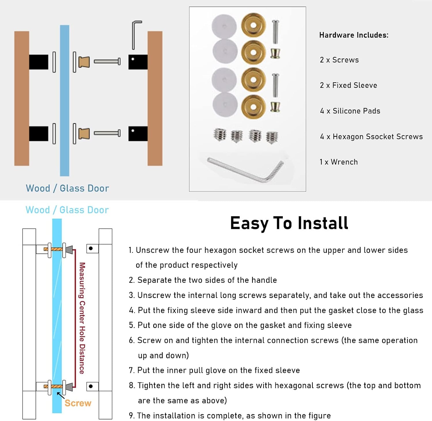 Door Handle Barn Sliding Door Handle,Bronze Stainless Steel Double Sided H Shape Push Pull Door Handle for Interior Exterior Doors,1.6Ft/2Ft/2.6Ft/3.3Ft/4(Bronze-50cm/20in