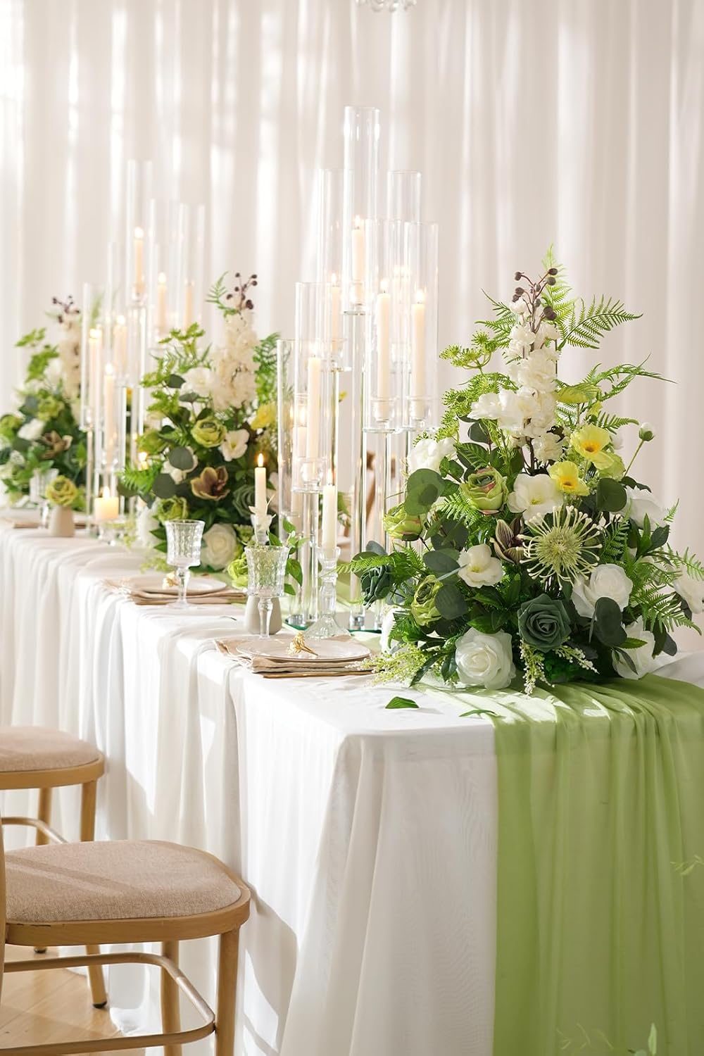 2pcs Free Standing Flowers Ball Bouquet Artificial Rose Floral Arrangements for Wedding Centerpieces Tables Aisle (Greenery)