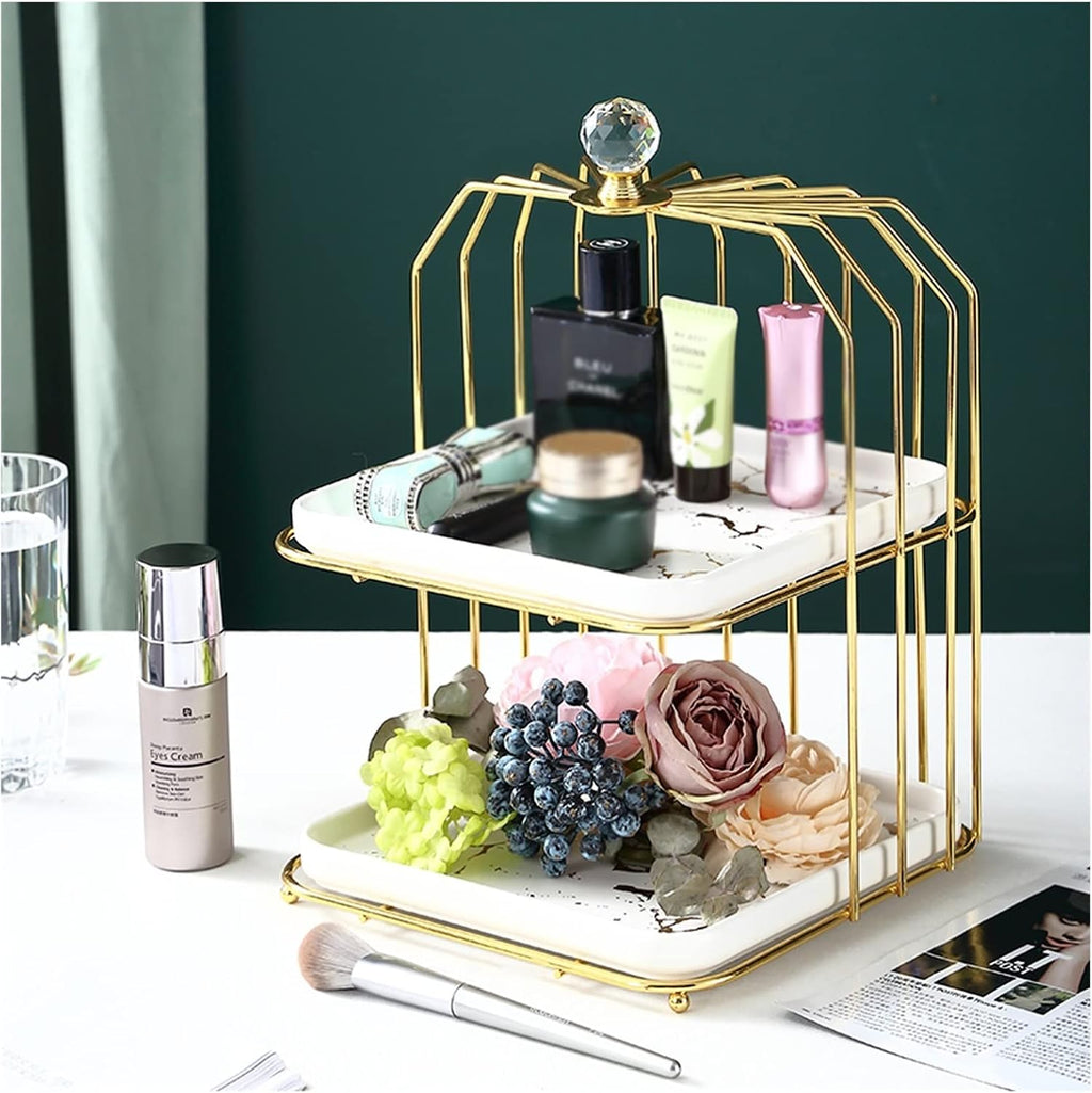 Cake Stand Creative Multi-layered Iron Cake Stand Dessert Stand Refreshment Stand Afternoon Tea Pastry Stand Snack Storage Rack Cake Holder(Color:White plate,Size:Triple layer 1)
