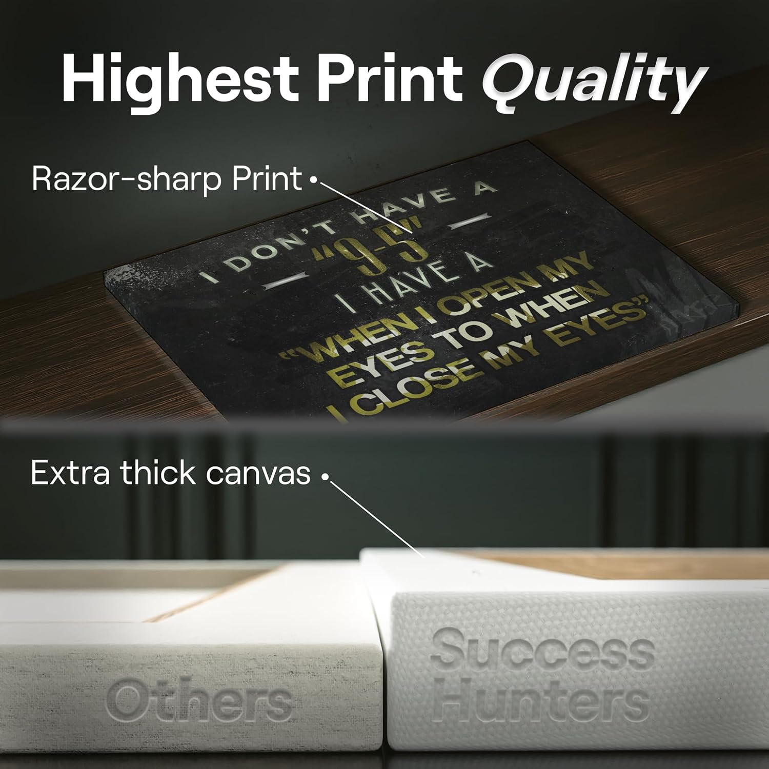 SuccessHunters Hustler Quote Canvas Print 9-5 Motivational Wall Office Decor Modern Art Entrepreners Motivation Entrepreneur Inspirational Hustler Quotes (30' x 40')