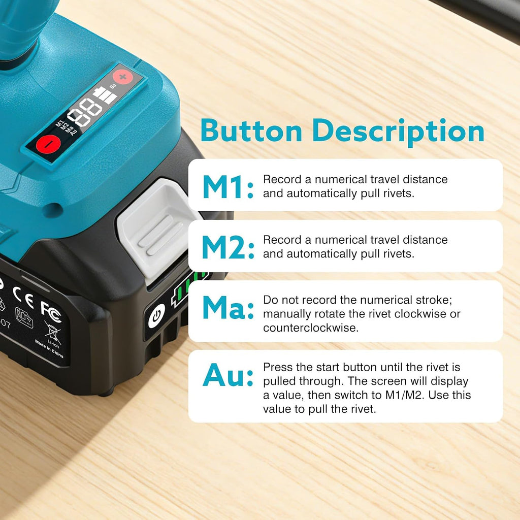 3-in-1 Cordless Electric Rivet/Nut/Drill Gun Tool for Nutsert(10/24' & 1/4' & 5/16' & 3/8'),Rivets(1/8'', 5/32'', 3/16'),Drill(3/16', 7/32', 1/4', 5/16'), Portable Battery Powered Pop Rivet Nut Drill