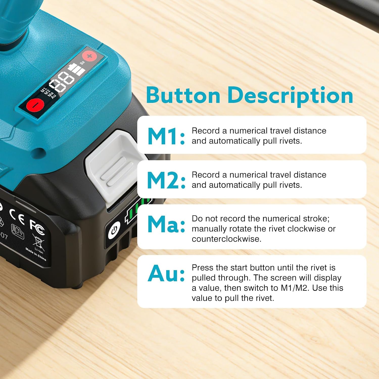 3-in-1 Cordless Electric Rivet/Nut/Drill Gun Tool for Nutsert(10/24' & 1/4' & 5/16' & 3/8'),Rivets(1/8'', 5/32'', 3/16'),Drill(3/16', 7/32', 1/4', 5/16'), Portable Battery Powered Pop Rivet Nut Drill