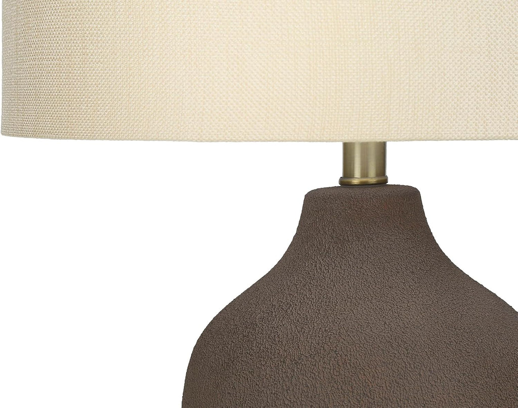 Monarch Specialties I 9709 LightingTable Lamp, Grey Ceramic, Beige Shade, Contemporary