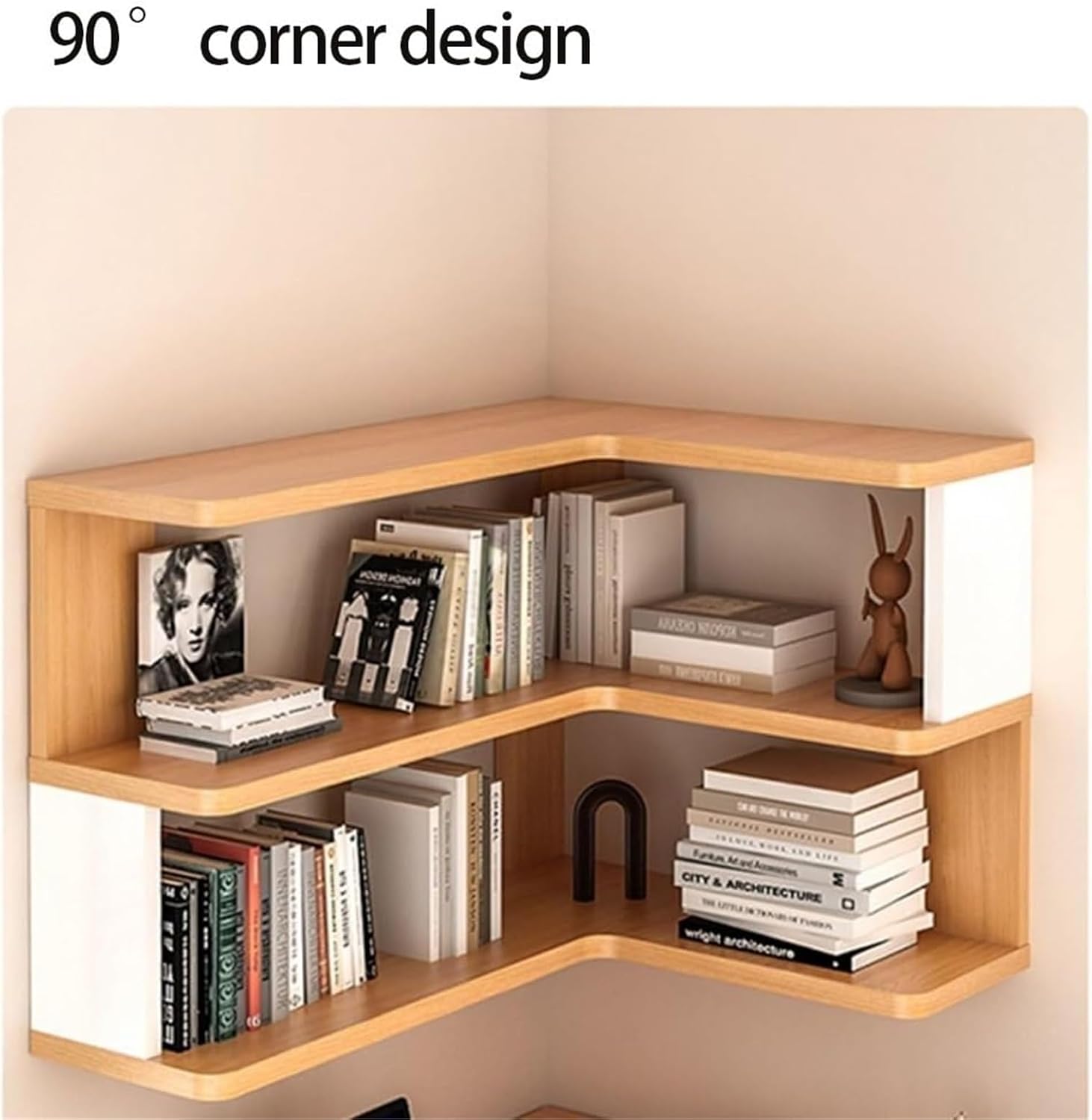 3 Tier Floating Corner Shelf Wall Mounted Display Stand Bookshelf Storage Rack for Living Rooms Offices Multi Scenario Use(Multi-Colored)