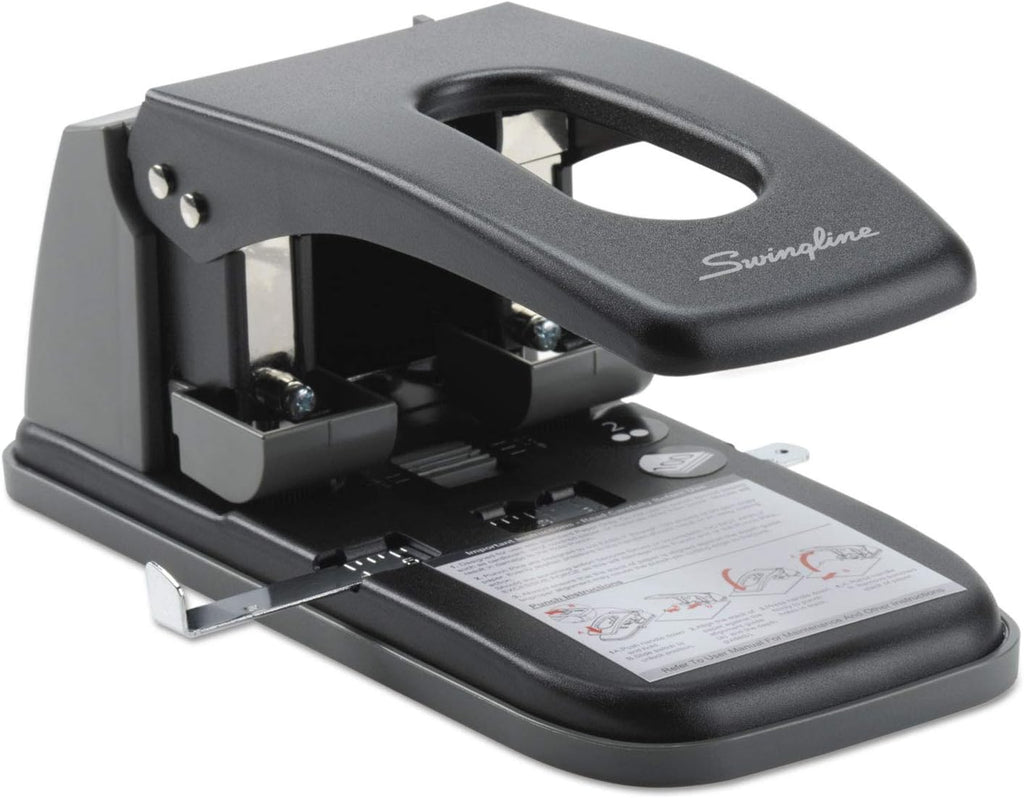 Swingline 2 Hole Punch, Hole Puncher, High Capacity, 100 Sheet Punch Capacity, Fixed Centers, Black (74190)