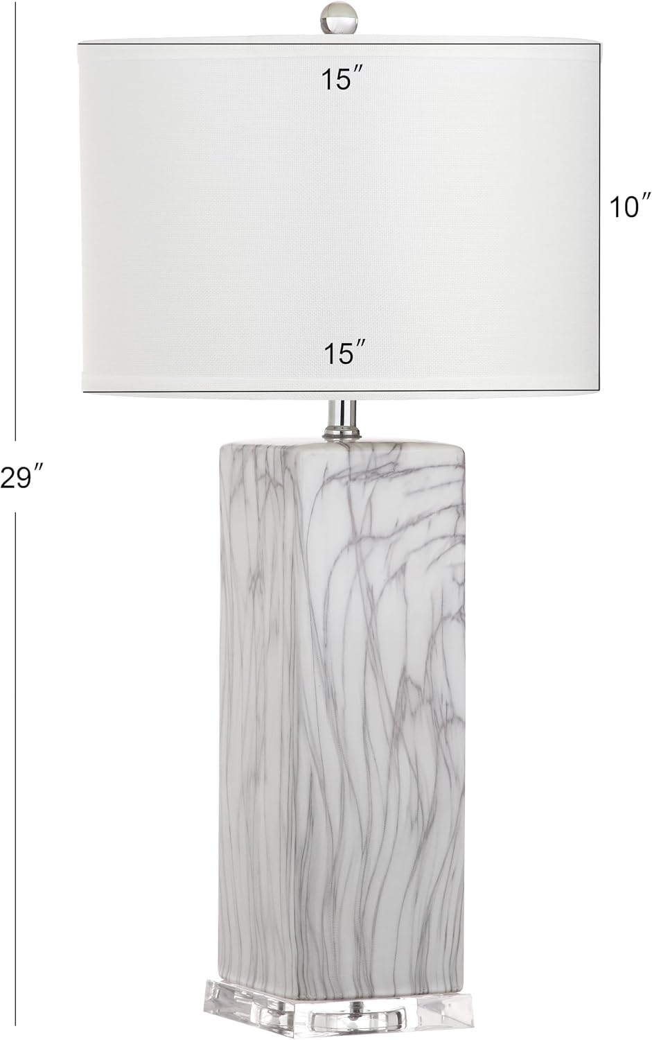 SAFAVIEH Lighting Collection Olympia Modern Contemporary Black/ White Marble Ceramic 29-inch Bedroom Living Room Home Office Desk Nightstand Table Lamp Set of 2 (LED Bulbs Included)