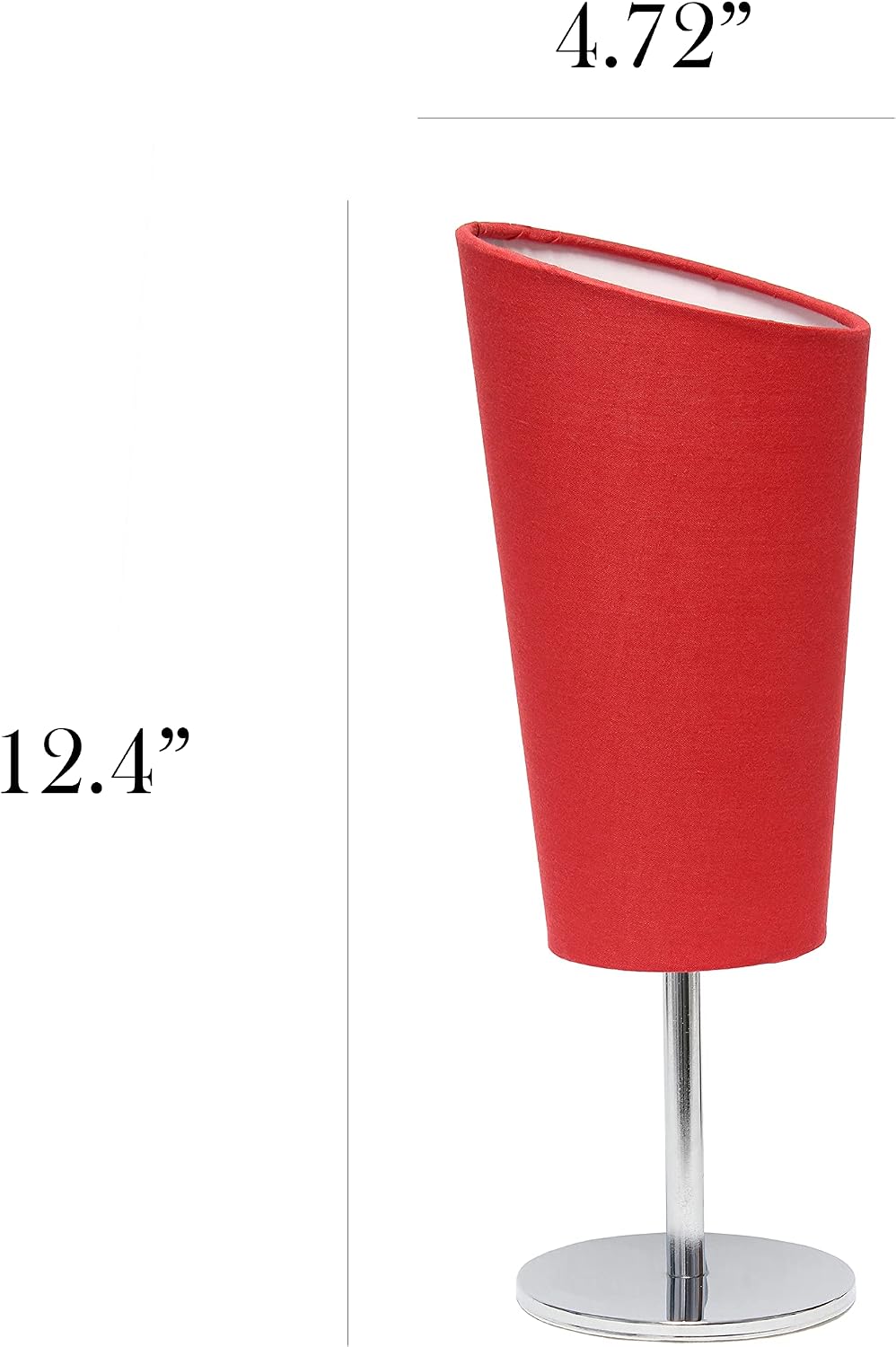 Simple Designs LT2061-RED Mini Chrome Angled Fabric Shade Table Lamp, Red (Pack of 24)