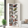 holzart 71' Tall White L-Shaped Corner Bookshelf, 6-Tier Wooden Corner Shelf Stand, Freestanding Display Rack Storage Organizer with Anti-Tip Kit for Living Room, Home Office, 27.6' W x 11' D