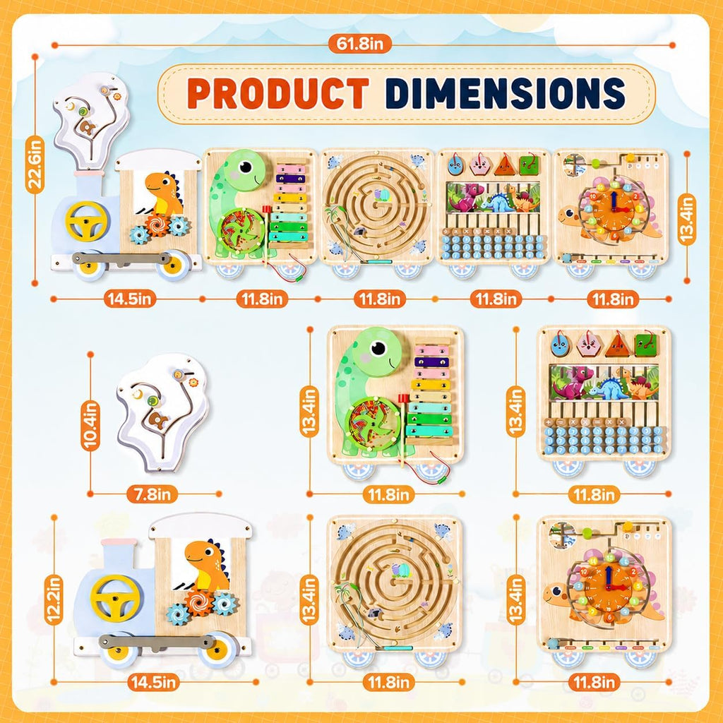 Montessori Wall Activity Busy Board for Toddlers 1-5, Wooden Sensory Wall Panel & Busy Board Wall Toys, Space-Saving Activity Wall for Independent Play, Playroom, Daycare & Classroom