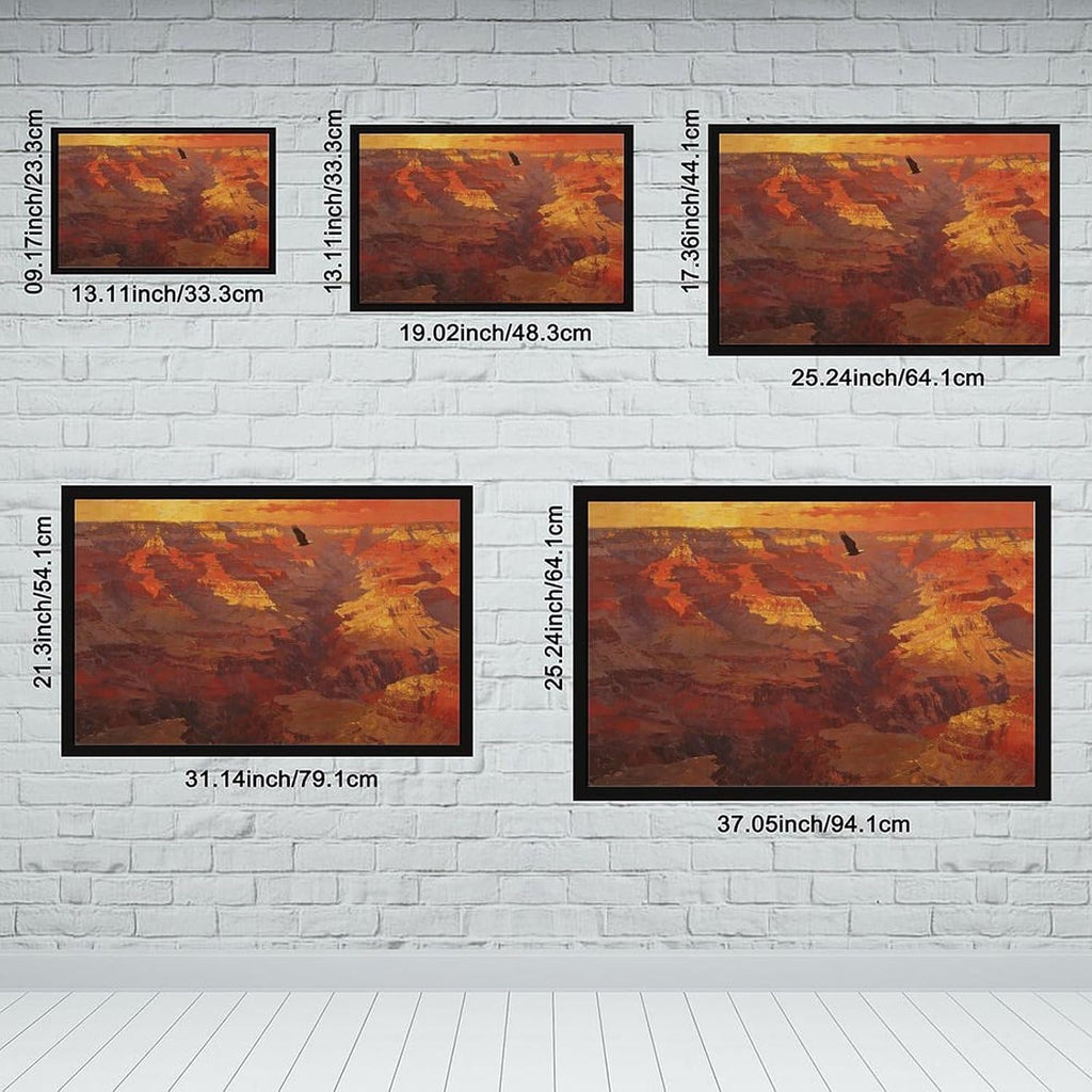 Canyon Sunset Landscape Wall Art Print, Dramatic Red Rock Vista with Soaring Eagle Painting Poster for Home Office Decor 24x36in