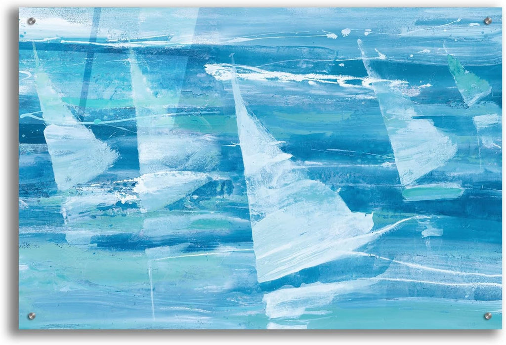 Epic Art 'Summer Sail 3 Blue' by Albena Hristova Acrylic Glass Wall Art, 36' x 24'