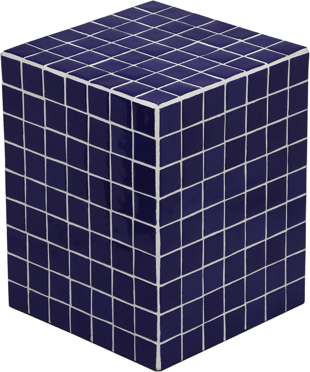 JONATHAN Y END2000D Callista 18' Modern Bohemian Ceramic Tiled Rectangle End Table, Side Table, Accent Table for Living Room, Bedroom, Navy/White