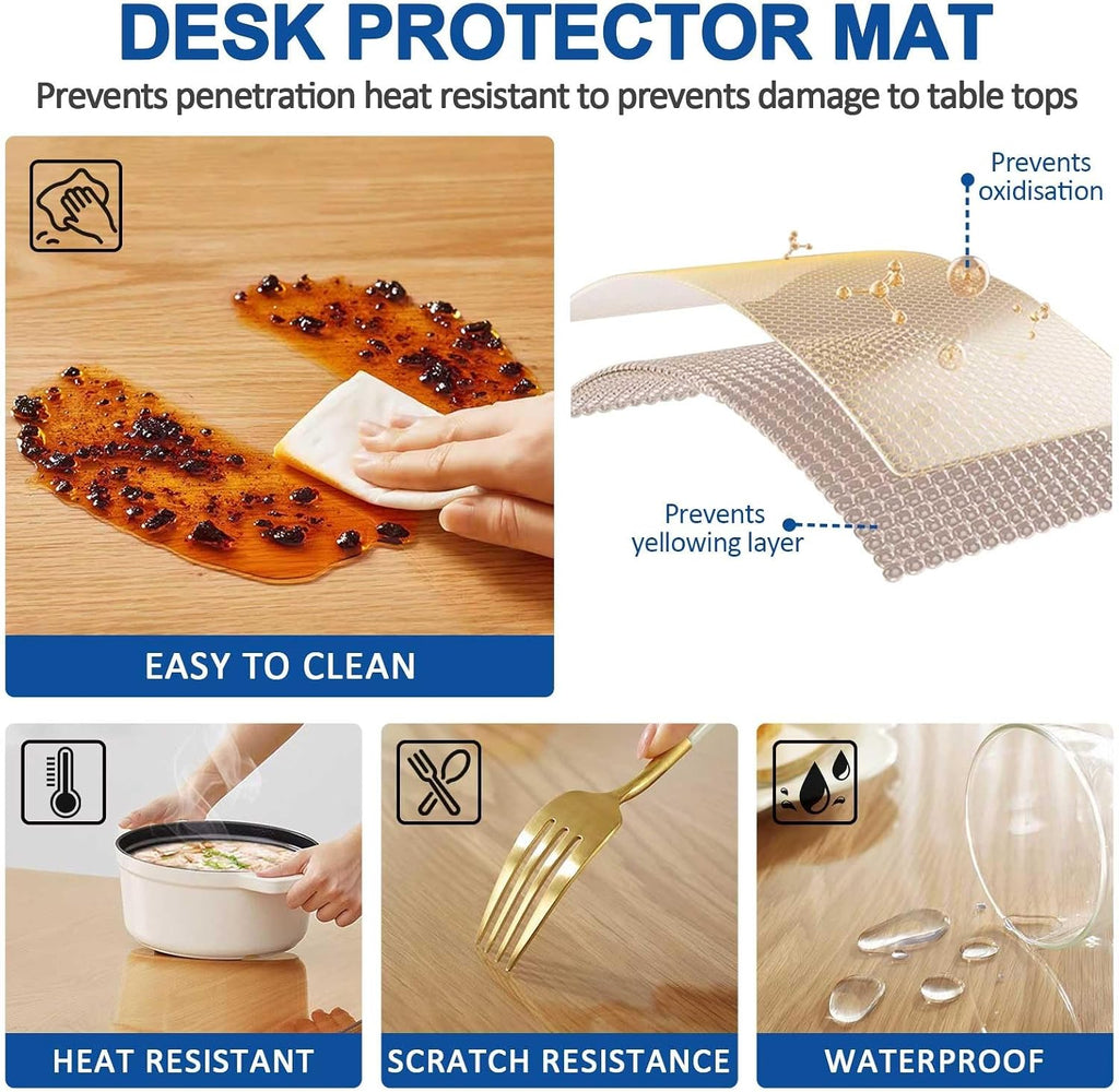 Clear Square Table Cover Protector, 2mm Thick Vinyl 100% Waterproof & Oil Proof Table Clothes, Non-Slip Heat Resistant PVC Transparent Tablecover Protector Mat for Coffee Table Hard Floor(35.4x78.7in/