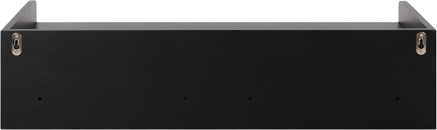 Kate and Laurel Kitt Modern Floating Shelf with Drawers, 28 x 12 x 6.5 inches, Black, Chic Floating Storage Console Table or Desk for Wall