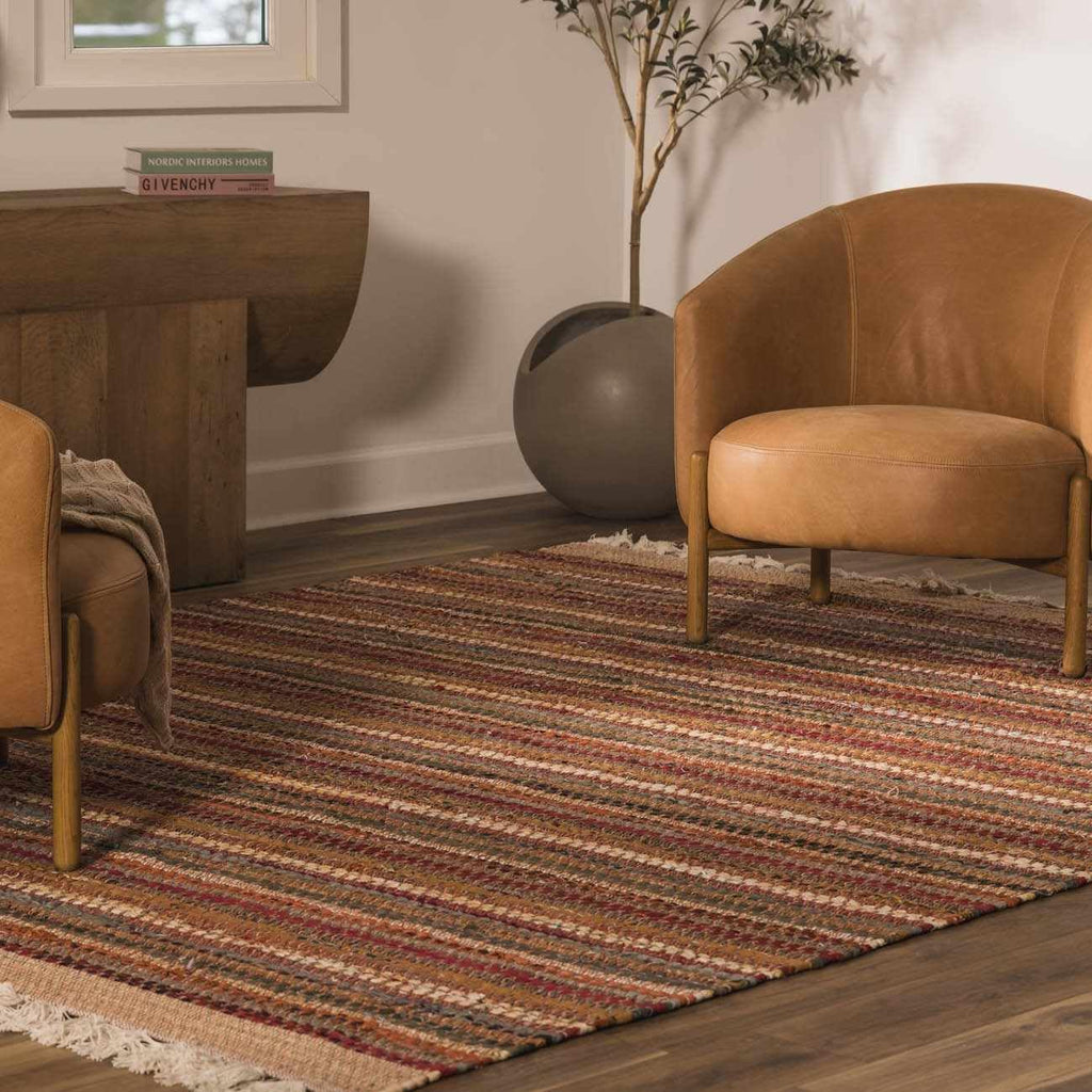 BoutiqueRugs Indigo Striped Transitional Cotton 5x7 Area Rug Hand Woven Tan Rust Olive Mustard Charcoal Ivory Bohemian Brenda Living Room Bedroom Dining Room Home Office Apartment Stain Resistant