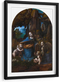 Canvas Lab | Virgin of the Rocks (London Version) by Leonardo da Vinci | 19 x 29 in | Fine Art Framed Print, Frame Color: Black, With Mat | Classical art, Religion and Spirituality, Renaissance