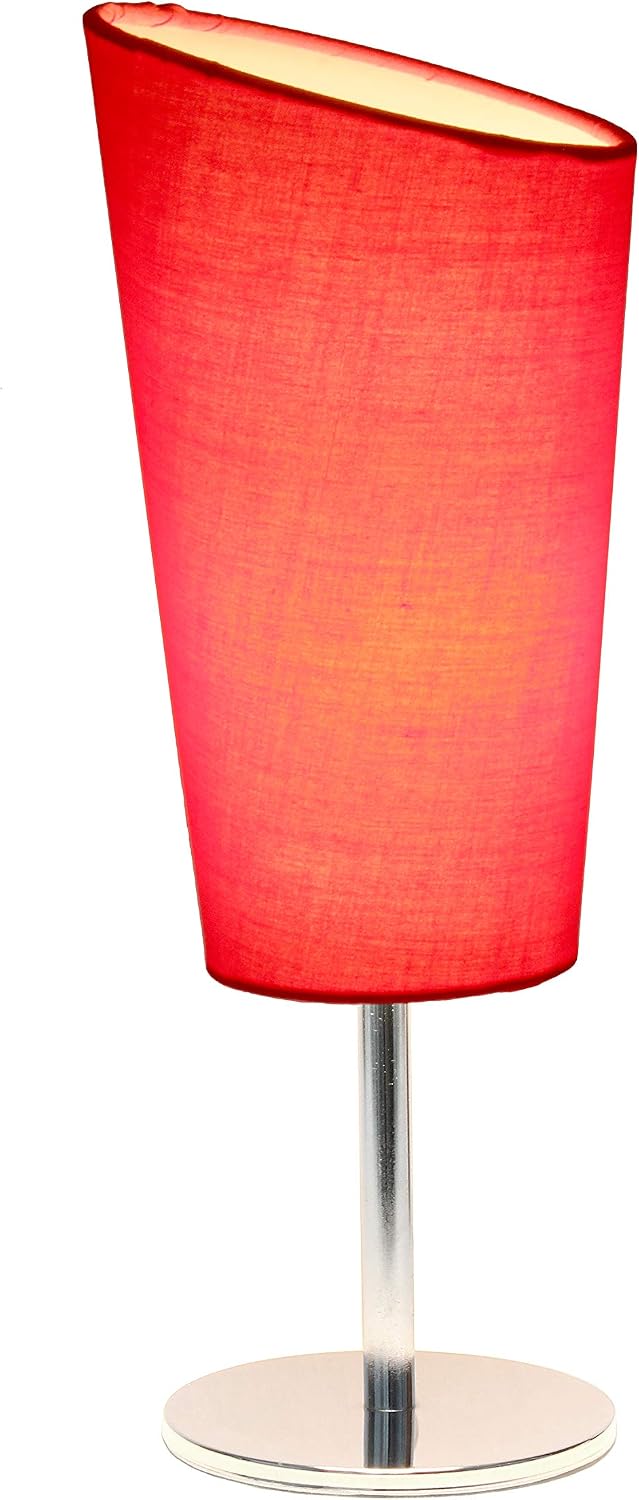Simple Designs LT2061-RED Mini Chrome Angled Fabric Shade Table Lamp, Red (Pack of 24)